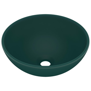 vidaXL Luxury Bathroom Basin Round Matt Dark Green 32.5x14 cm Ceramic - Giant Lobelia