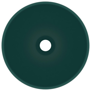 vidaXL Luxury Bathroom Basin Round Matt Dark Green 32.5x14 cm Ceramic - Giant Lobelia