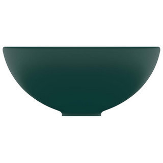 vidaXL Luxury Bathroom Basin Round Matt Dark Green 32.5x14 cm Ceramic - Giant Lobelia