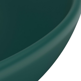 vidaXL Luxury Bathroom Basin Round Matt Dark Green 32.5x14 cm Ceramic - Giant Lobelia