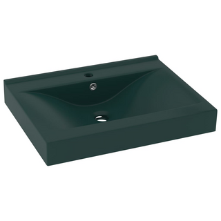 vidaXL Luxury Basin with Faucet Hole Matt Dark Green 60x46 cm Ceramic - Giant Lobelia