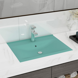 vidaXL Luxury Basin with Faucet Hole Matt Light Green 60x46 cm Ceramic - Giant Lobelia