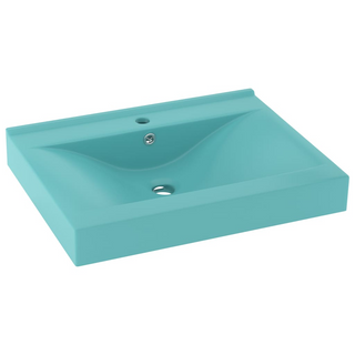 vidaXL Luxury Basin with Faucet Hole Matt Light Green 60x46 cm Ceramic - Giant Lobelia