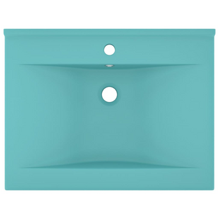 vidaXL Luxury Basin with Faucet Hole Matt Light Green 60x46 cm Ceramic - Giant Lobelia