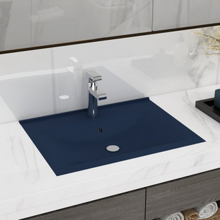 vidaXL Luxury Basin with Faucet Hole Matt Dark Blue 60x46 cm Ceramic - Giant Lobelia