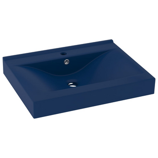 vidaXL Luxury Basin with Faucet Hole Matt Dark Blue 60x46 cm Ceramic - Giant Lobelia