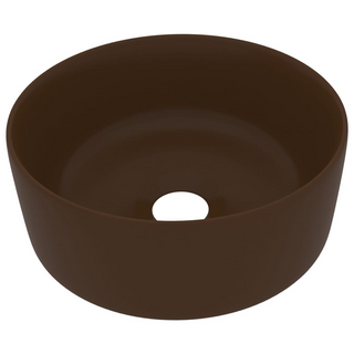 vidaXL Luxury Wash Basin Round Matt Dark Brown 40x15 cm Ceramic - Giant Lobelia