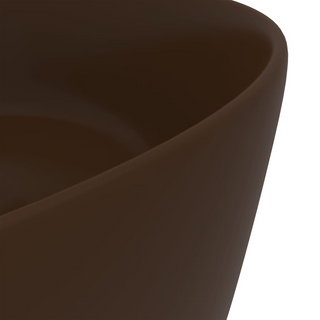 vidaXL Luxury Wash Basin Round Matt Dark Brown 40x15 cm Ceramic - Giant Lobelia