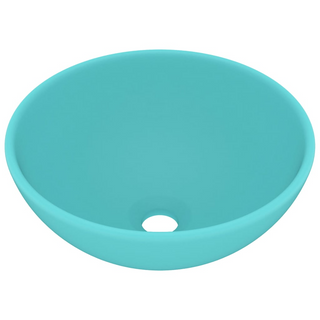 vidaXL Luxury Bathroom Basin Round Matt Light Green 32.5x14 cm Ceramic - Giant Lobelia