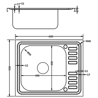 vidaXL Kitchen Sink with Drainer Set Silver 500x600x155 mm Stainless Steel - Giant Lobelia