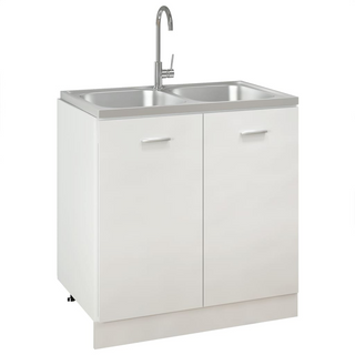 vidaXL Kitchen Sink with Double Basins Silver 800x500x155 mm Stainless Steel - Giant Lobelia