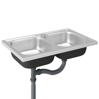 vidaXL Kitchen Sink with Double Basins Silver 800x500x155 mm Stainless Steel - Giant Lobelia