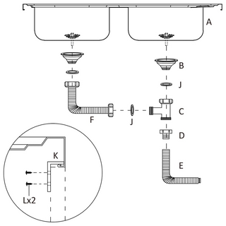 vidaXL Kitchen Sink with Double Basins Silver 800x500x155 mm Stainless Steel - Giant Lobelia