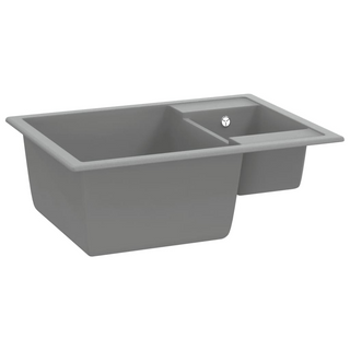 vidaXL Kitchen Sink with Overflow Hole Double Basins Grey Granite - Giant Lobelia