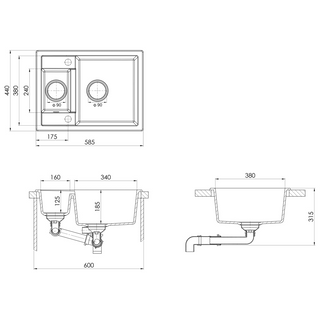 vidaXL Kitchen Sink with Overflow Hole Double Basins Grey Granite - Giant Lobelia