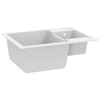 vidaXL Kitchen Sink with Overflow Hole Double Basins White Granite - Giant Lobelia