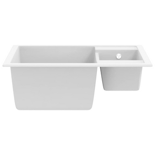 vidaXL Kitchen Sink with Overflow Hole Double Basins White Granite - Giant Lobelia