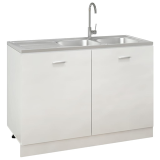 vidaXL Kitchen Sink with Double Sinks Silver 1200x500x155 mm Stainless Steel - Giant Lobelia