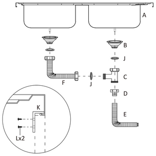 vidaXL Kitchen Sink with Double Sinks Silver 1200x500x155 mm Stainless Steel - Giant Lobelia