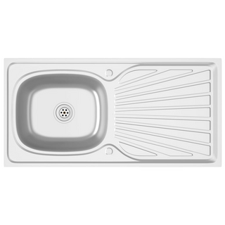 vidaXL Kitchen Sink with Drainer Set Silver 1000x500x155 mm Stainless Steel - Giant Lobelia