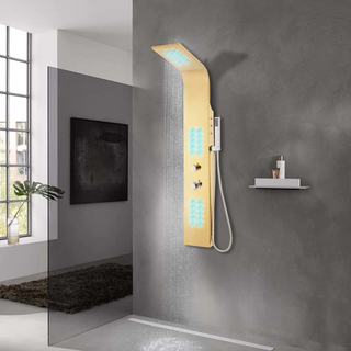 Shower Panel System Stainless Steel 201 Gold Curved - Giant Lobelia