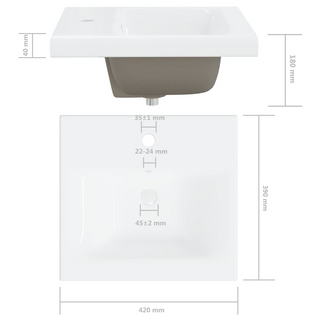 Built-in Basin with Faucet 42x39x18 cm Ceramic White - Giant Lobelia