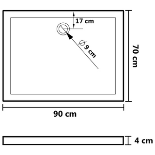 Rectangular ABS Shower Base Tray Black 70x90 cm - Giant Lobelia