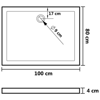 Rectangular ABS Shower Base Tray Black 80x100 cm - Giant Lobelia