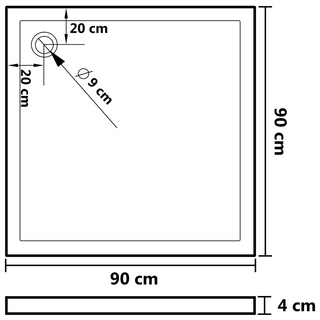 Square ABS Shower Base Tray Black 90x90 cm - Giant Lobelia