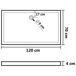 Rectangular ABS Shower Base Tray Black 70x120 cm - Giant Lobelia