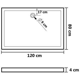 Rectangular ABS Shower Base Tray Black 80x120 cm - Giant Lobelia