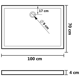 Rectangular ABS Shower Base Tray Black 70x100 cm - Giant Lobelia