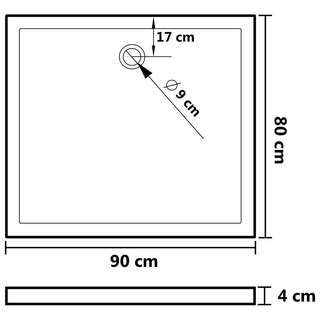 Rectangular ABS Shower Base Tray Black 80x90 cm - Giant Lobelia