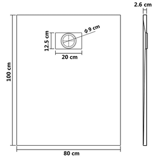 Shower Base Tray SMC Grey 100x80 cm - Giant Lobelia