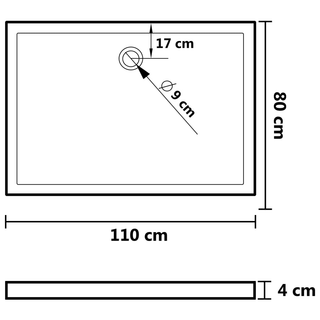 Rectangular ABS Shower Base Tray White 80x110 cm - Giant Lobelia