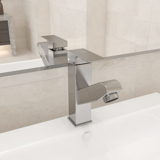 Bathroom Basin Faucet with Pull-out Function Silver 157x172 mm - Giant Lobelia