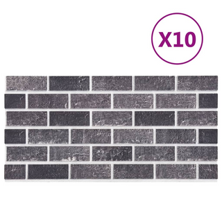 3D Wall Panels with Black & Grey Brick Design 10 pcs EPS - Giant Lobelia