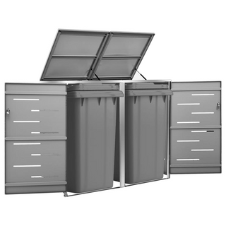 Double Wheelie Bin Shed 138x77.5x112.5 cm Stainless Steel - Giant Lobelia