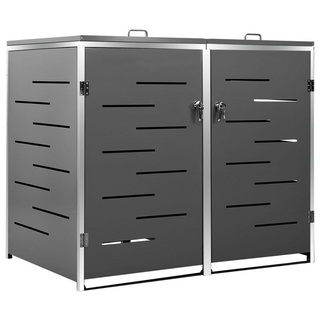 Double Wheelie Bin Shed 138x77.5x112.5 cm Stainless Steel - Giant Lobelia