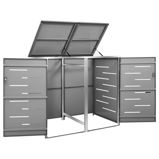 Double Wheelie Bin Shed 138x77.5x112.5 cm Stainless Steel - Giant Lobelia