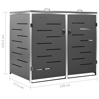 Double Wheelie Bin Shed 138x77.5x112.5 cm Stainless Steel - Giant Lobelia