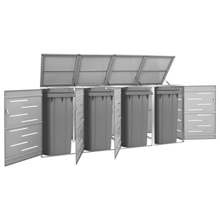 vidaXL Quadruple Wheelie Bin Shed 276.5x77.5x115.5 cm Stainless Steel - Giant Lobelia