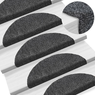 vidaXL Self-adhesive Stair Mats 10 pcs Dark Grey 56x17x3 cm Needle Punch - Giant Lobelia