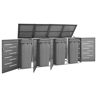 vidaXL Quadruple Wheelie Bin Shed 276.5x77.5x115.5 cm Stainless Steel - Giant Lobelia