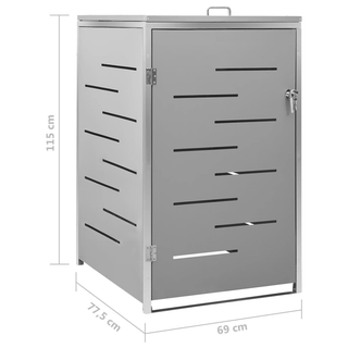 vidaXL Single Wheelie Bin Shed 69x77.5x115 cm Stainless Steel - Giant Lobelia