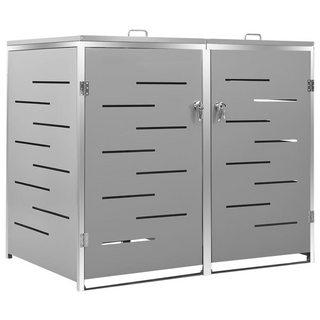 vidaXL Double Wheelie Bin Shed 138x77.5x115.5 cm Stainless Steel - Giant Lobelia