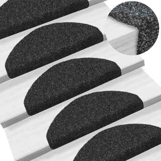 vidaXL Self-adhesive Stair Mats 10 pcs Black 65x21x4 cm Needle Punch - Giant Lobelia