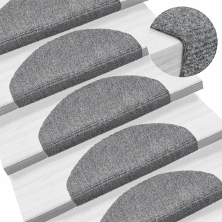 vidaXL Self-adhesive Stair Mats 5 pcs Light Grey 65x21x4 cm Needle Punch - Giant Lobelia