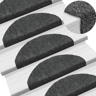 vidaXL Self-adhesive Stair Mats 10 pcs Dark Grey 65x21x4 cm Needle Punch - Giant Lobelia