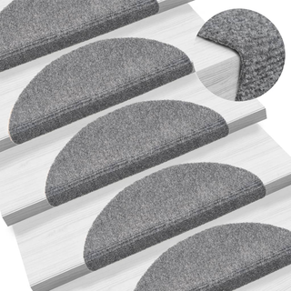 vidaXL Self-adhesive Stair Mats 5 pcs Light Grey 56x17x3 cm Needle Punch - Giant Lobelia